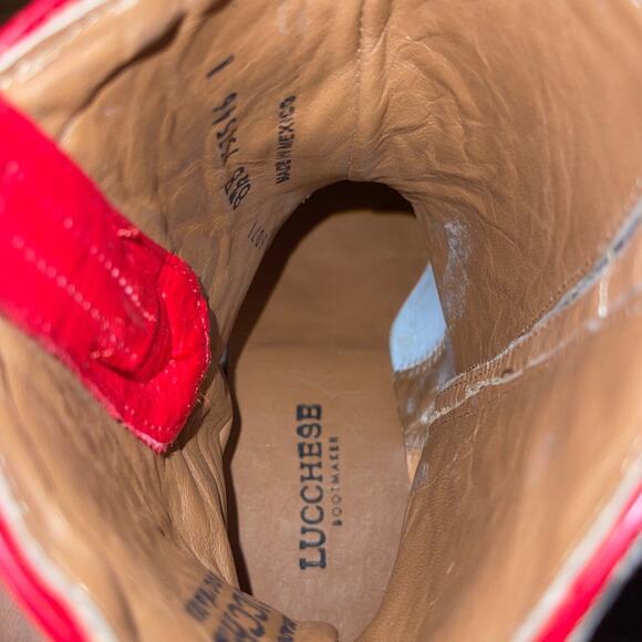 Lucchese Women Cream Black Cowboy Western Bootie (Ash Boot) Size 8.5 NWT Rodeo - Picture 6 of 8